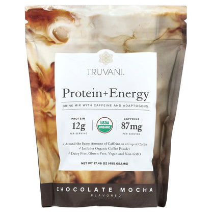 Truvani, Protein + Energy, Chocolate Mocha, 17.46 oz (495 g)