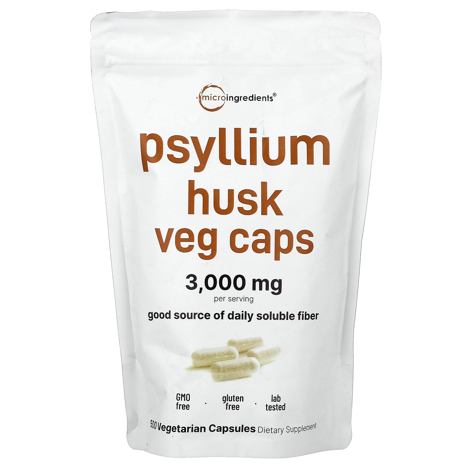 Micro Ingredients, Psyllium Husk Veg Caps, 500 Vegetarian Capsules (500 mg per Capsule)
