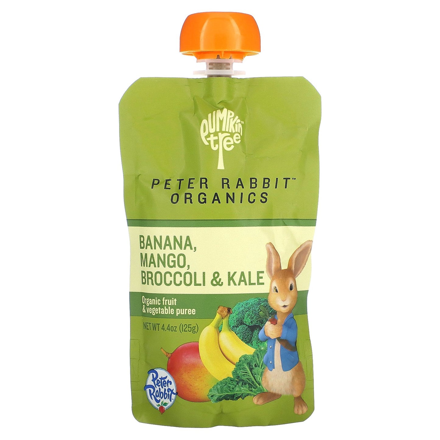 Pumpkin Tree Organics, Peter Rabbit Organics, Organic Fruit & Vegetable Puree, Banana, Mango, Broccoli & Kale, 4.4 oz (125 g)