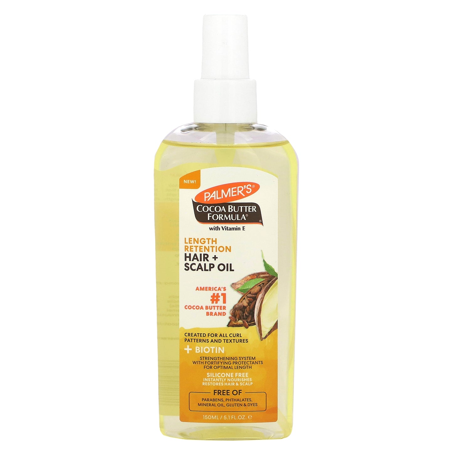 Palmer's, Cocoa Butter Formula® with Vitamin E, Length Retention Hair + Scalp Oil, 5.1 fl oz (150 ml)