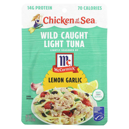 Chicken of the Sea, Wild Caught Light Tuna, Lemon Garlic, 2.5 oz (70 g)