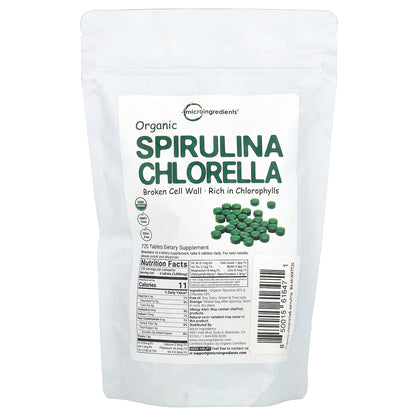 Micro Ingredients, Organic Spirulina Chlorella, 720 Tablets