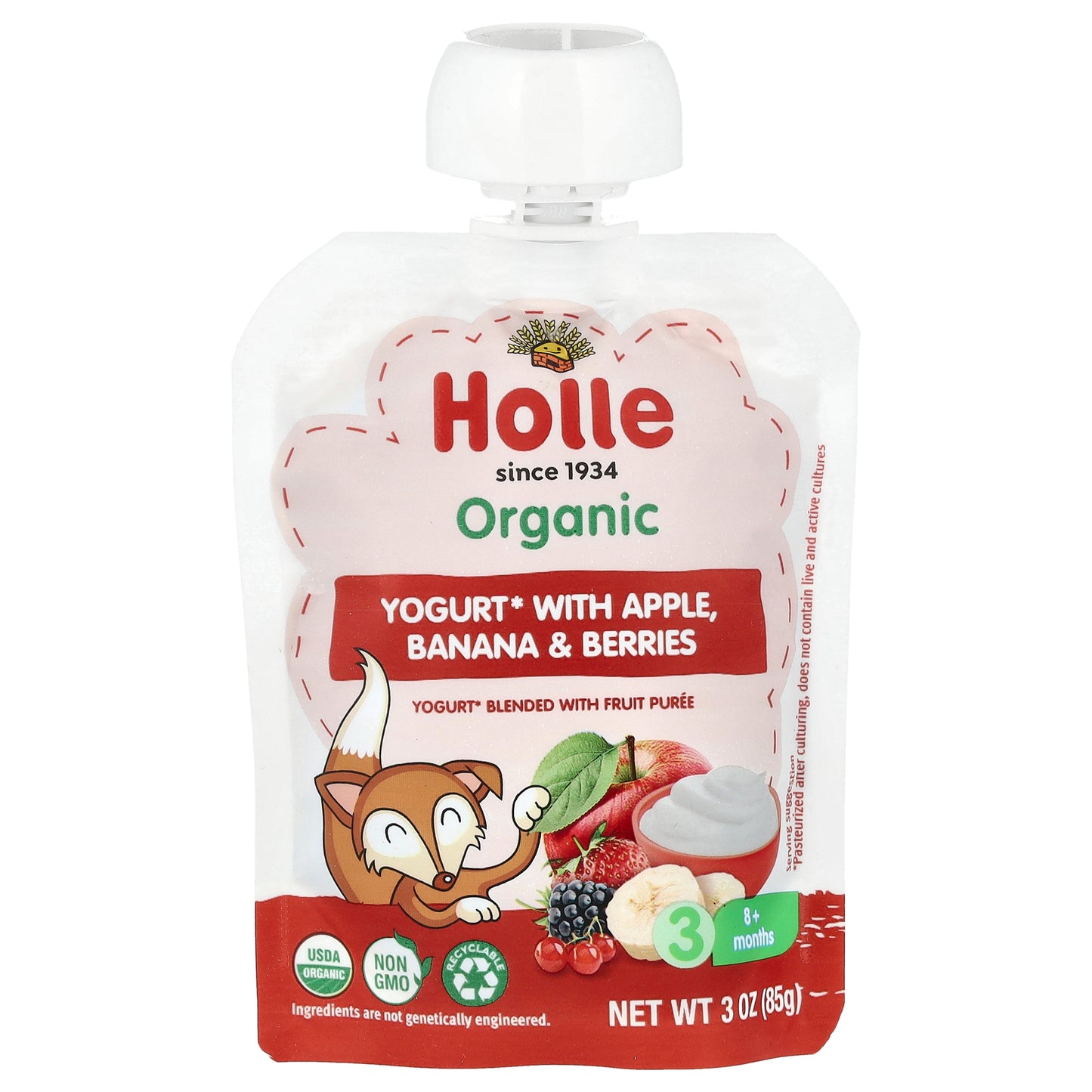 Holle, Organic Yogurt With Apple, Banana & Berries, 8+ Months, 3 oz (85 g)