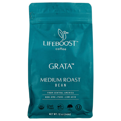 Lifeboost, Coffee, Grata™, Bean, Medium Roast, 12 oz (340 g)