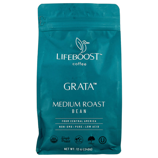 Lifeboost, Coffee, Grata™, Bean, Medium Roast, 12 oz (340 g)