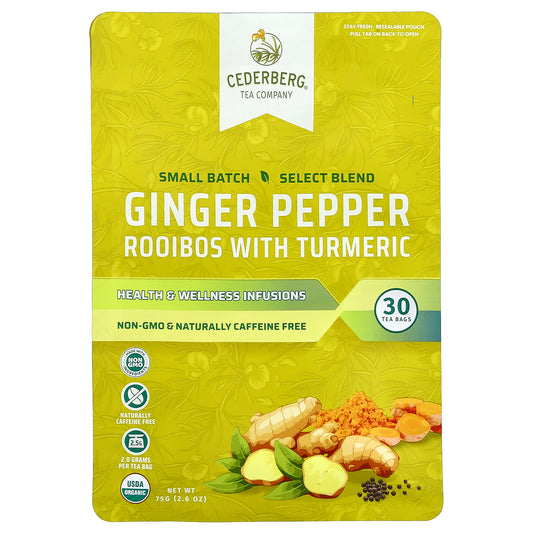Cederberg Tea Co, Ginger Pepper Rooibos with Turmeric, Caffeine Free, 2.6 oz (75 g)