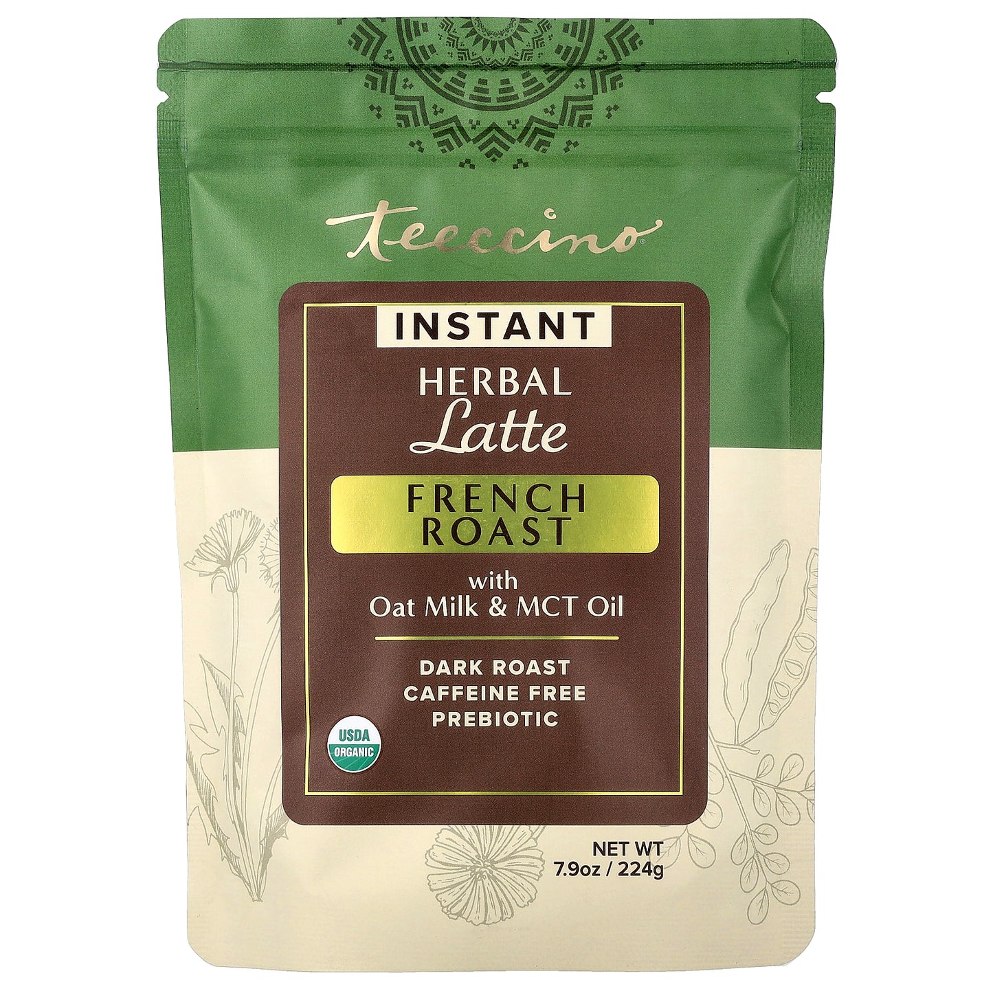Teeccino, Instant Herbal Latte, French Roast, Dark Roast, Caffeine Free, 7.9 oz (224 g)