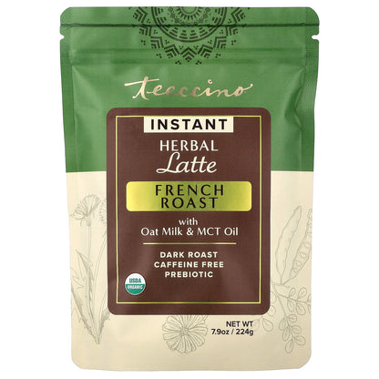 Teeccino, Instant Herbal Latte, French Roast, Dark Roast, Caffeine Free, 7.9 oz (224 g)