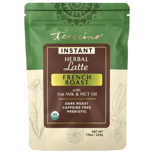 Teeccino, Instant Herbal Latte, French Roast, Dark Roast, Caffeine Free, 7.9 oz (224 g)