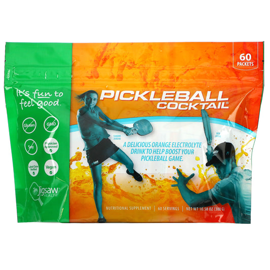 Jigsaw Health, Pickleball Cocktail®, Electrolyte Drink Mix, Orange, 60 Packets, 5 g Each