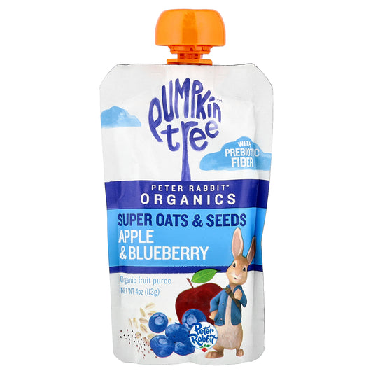 Pumpkin Tree Organics, Peter Rabbit™ Organics, Organic Fruit Puree, Super Oats & Seeds, Apple & Blueberry, 4 oz (113 g)
