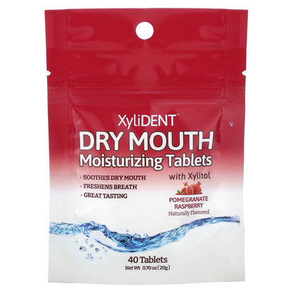 XyliDENT, Dry Mouth Moisturizing Tablets with Xylitol, Pomegranate Raspberry , 40 Tablets, 0.70 oz (20 g)