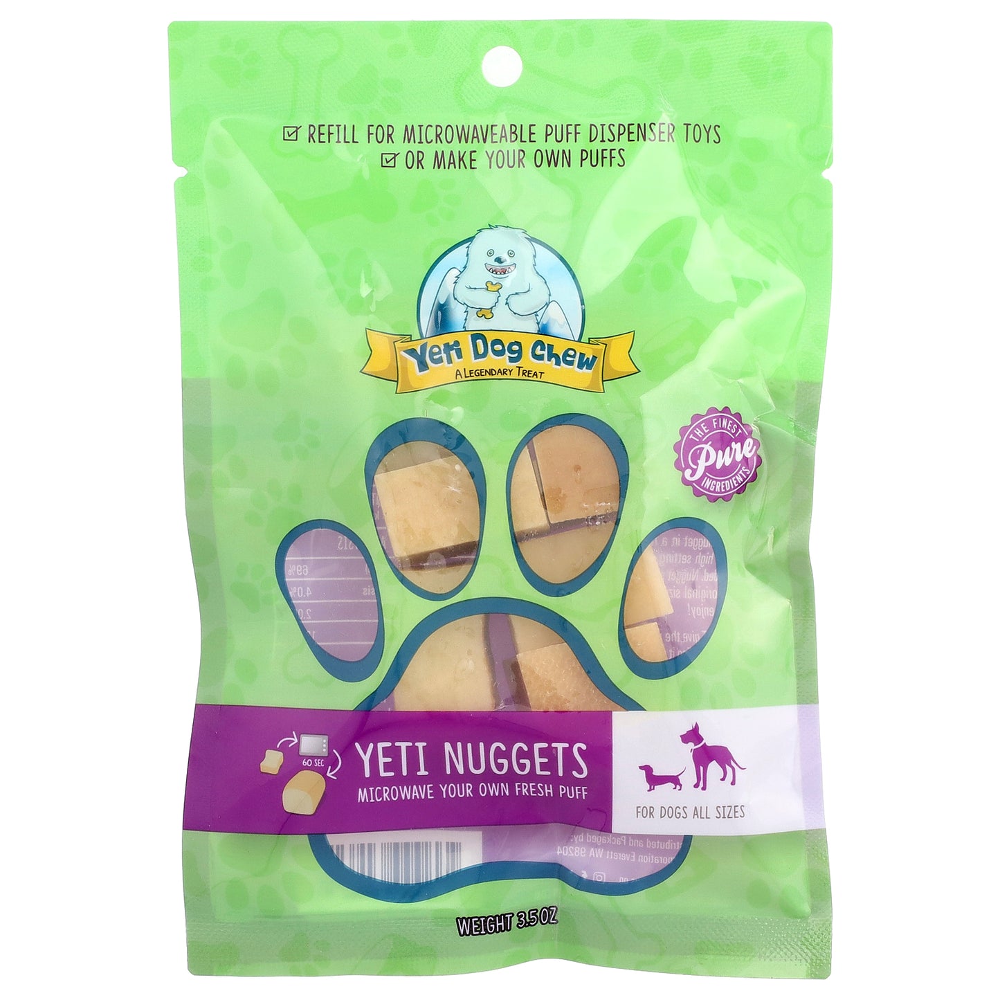Yeti Dog Chew, Yeti Nuggets, Refill, For Dogs, All Sizes, 3.5 oz