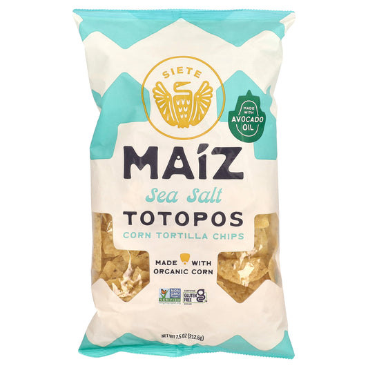 Siete, Maiz Totopos Corn Tortilla Chips, Sea Salt, 7.5 oz (212.6 g)