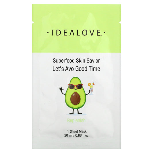 Idealove, Superfood Skin Savior, Let's Avo Good Time, 1 Beauty Sheet Mask, 0.68 fl oz (20 ml)