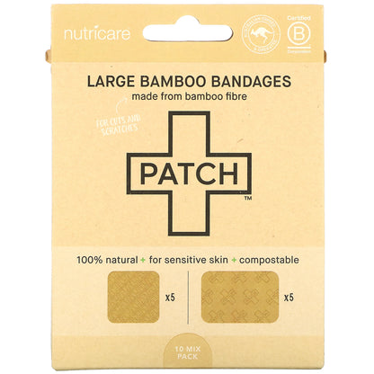 Patch, Large Bamboo Bandages, 10 Mix Pack