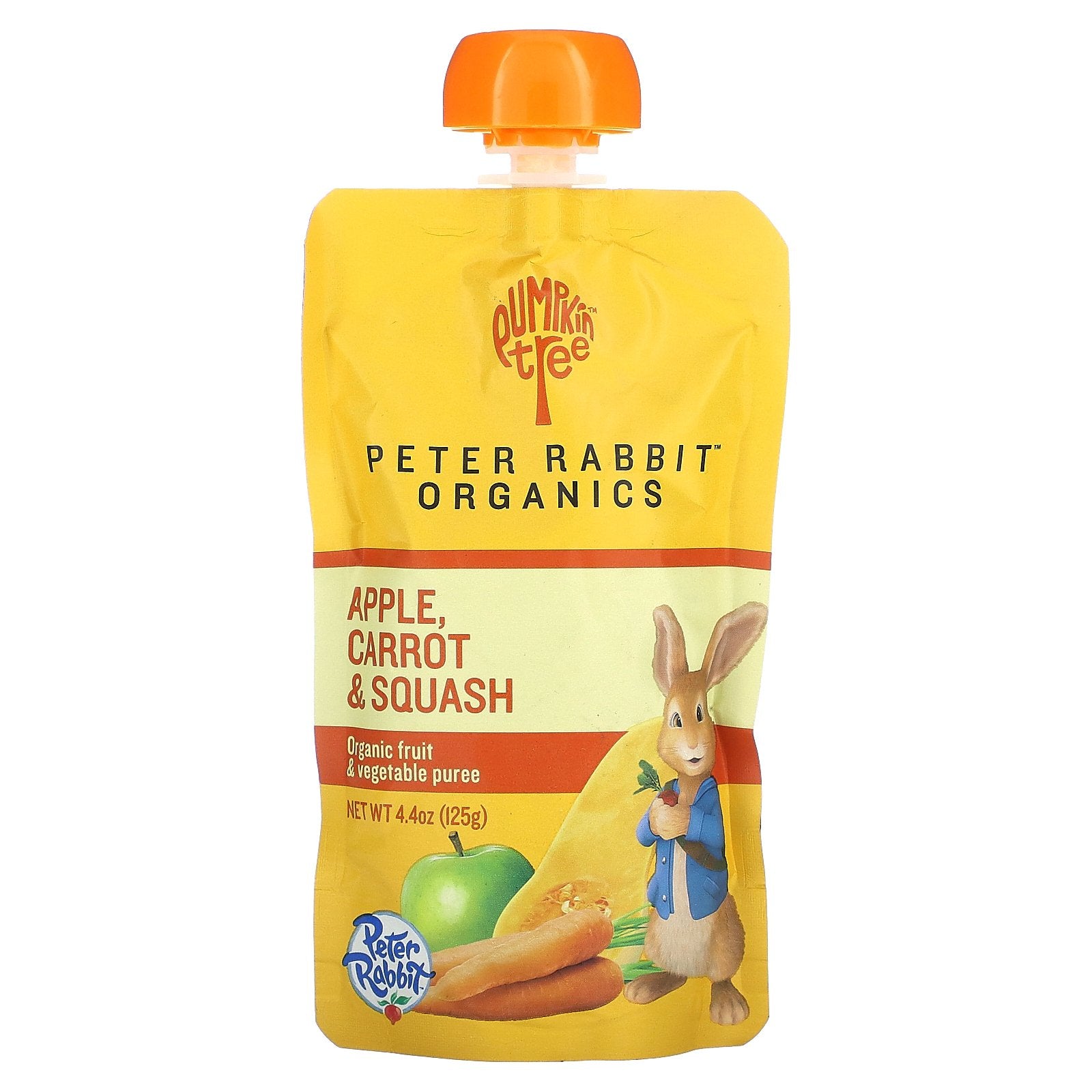 Pumpkin Tree Organics, Peter Rabbit Organics, Organic Fruit & Vegetable Puree, Apple, Carrot & Squash, 4.4 oz (125 g)