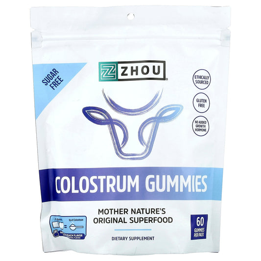 Zhou Nutrition, Colostrum Gummies, Natural Peach , 60 Gummies
