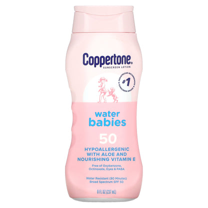 Coppertone, Sunscreen Lotion, Water Babies, SPF 50, 8 fl oz (237 ml)