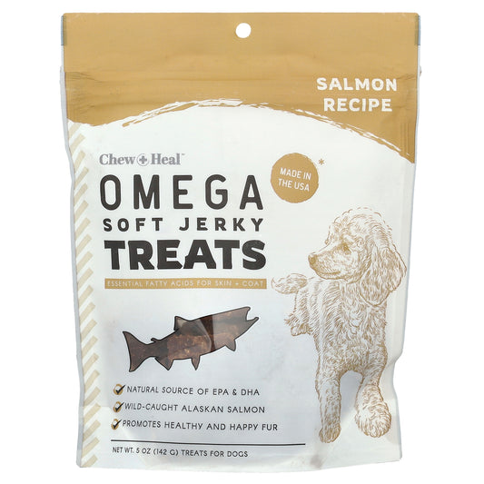 Chew + Heal, Omega Soft Jerky Treats, For Dogs, Salmon, 5 oz (142 g)