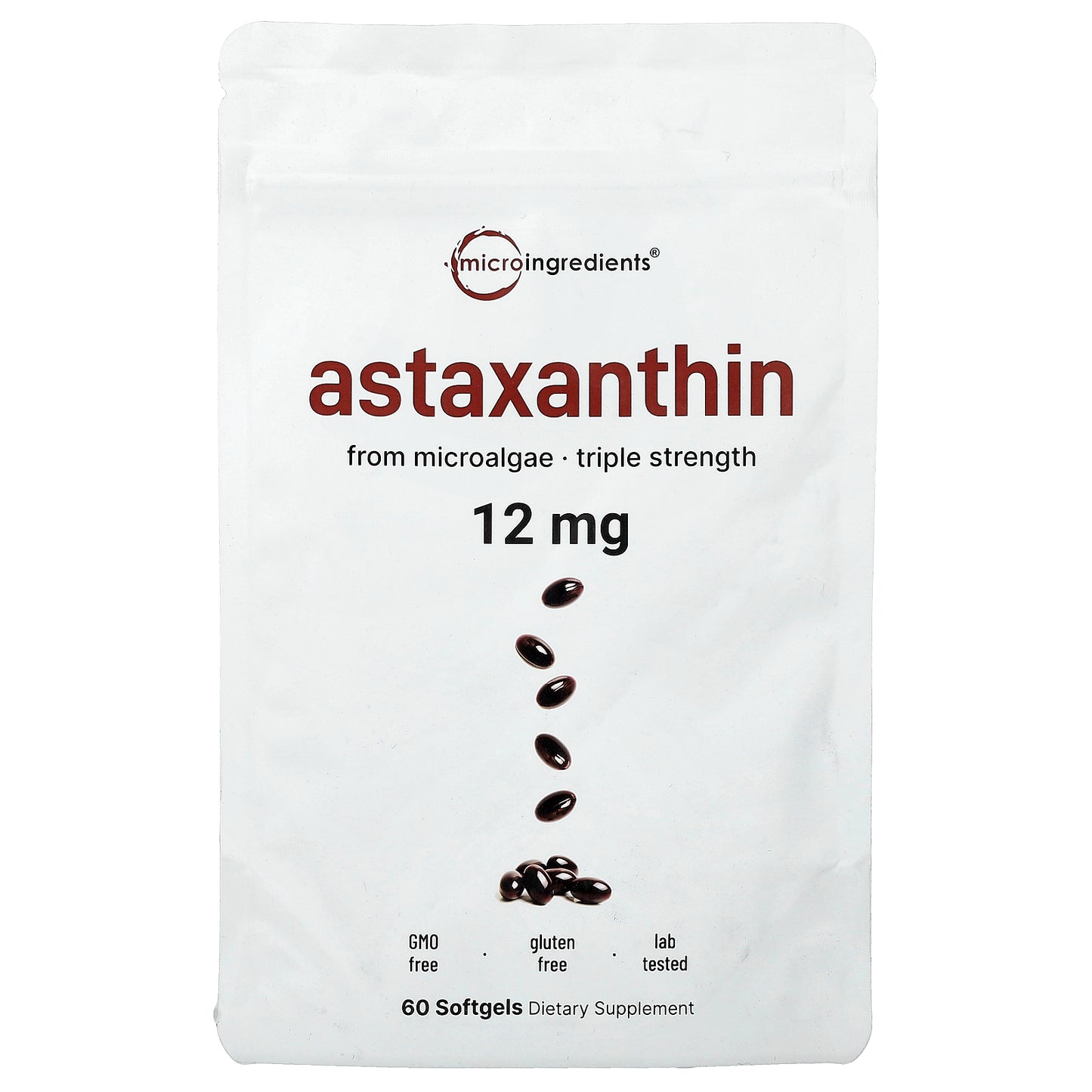 Micro Ingredients, Astaxanthin, 12 mg, 60 Softgels