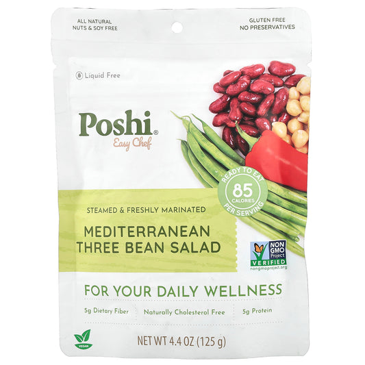 Poshi, Easy Chef, Mediterranean Three Bean Salad, 4.4 oz (125 g)