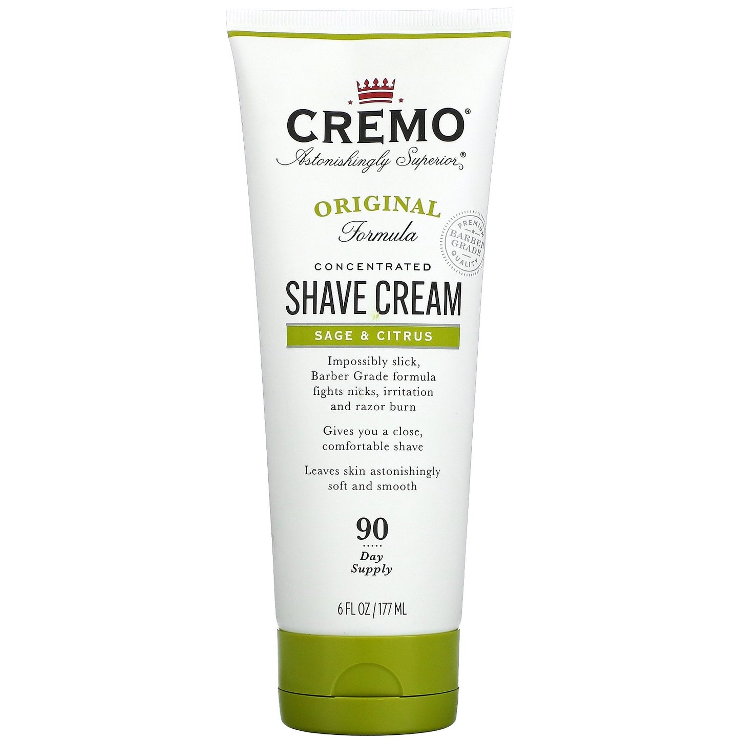 Cremo, Original Shave Cream, Sage & Citrus, 6 fl oz (177 ml)