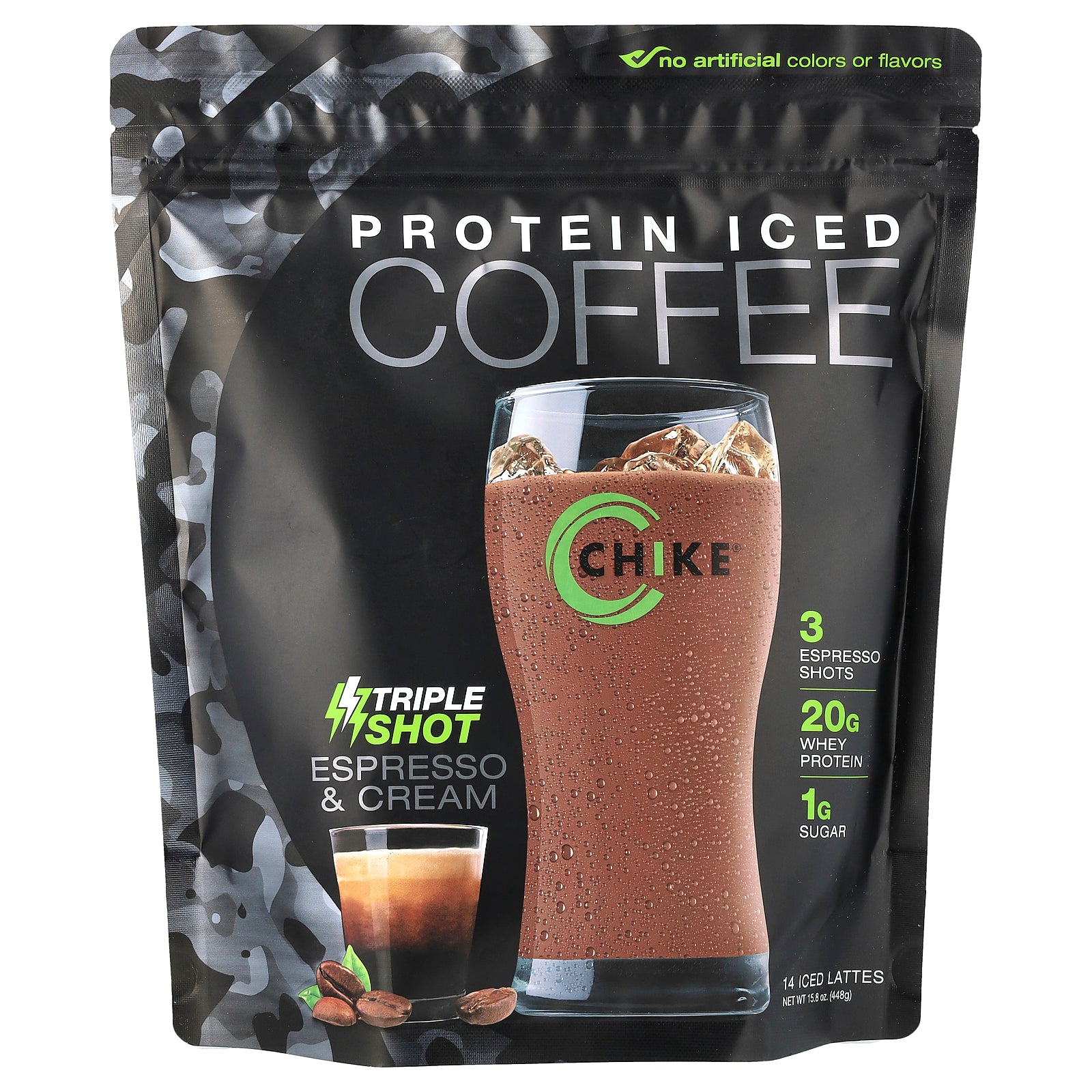 Chike Nutrition, Protein Iced Coffee, Triple Shot, Espresso & Cream, 15.8 oz (448 g)