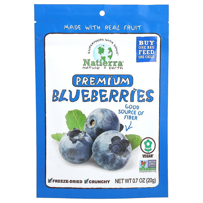 Natierra, Premium Freeze-Dried Blueberries, 0.7 oz (20 g)