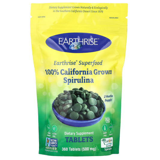 Earthrise, 100% California Grown Spirulina, 3,000 mg, 360 Tablets (500 mg per Tablet)