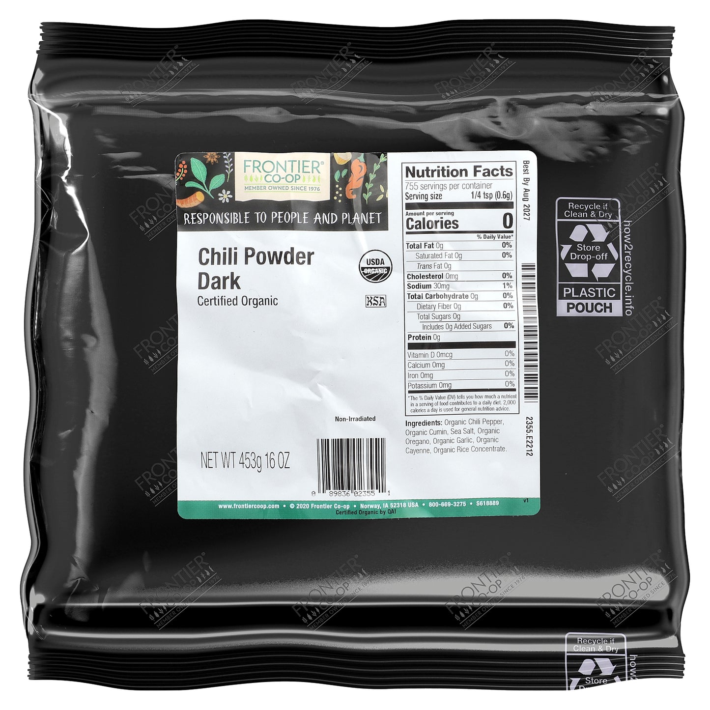 Frontier Co-op, Organic Chili Powder Dark, 16 oz (453 g)