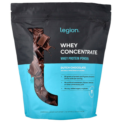 Legion Athletics, Whey Concentrate, Whey Protein Powder, Dutch Chocolate, 2.02 lbs (915 g)