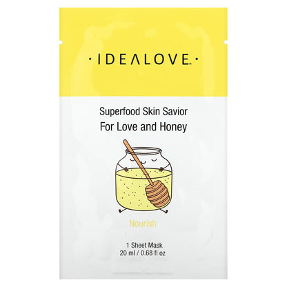 Idealove, Superfood Skin Savior, For Love and Honey, 1 Beauty Sheet Mask, 0.68 fl oz (20 ml)