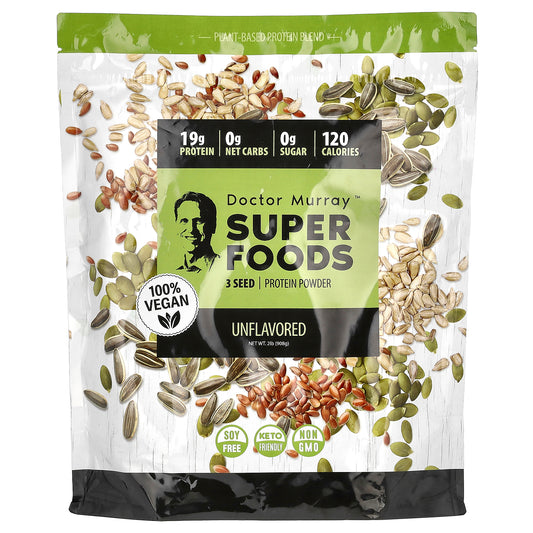 Dr. Murray's, Super Foods, 3 Seed Protein Powder, Pumpkin + Flax + Sunflower, Unflavored, 2 lb (908 g)