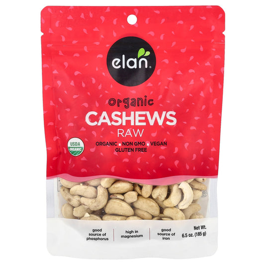 Elan, Organic Cashews, Raw, 6.5 oz (185 g)