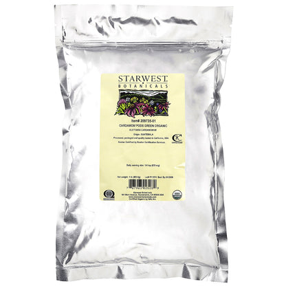 Starwest Botanicals, Organic Cardamom Pods Green, 1 lb (453.6 g)