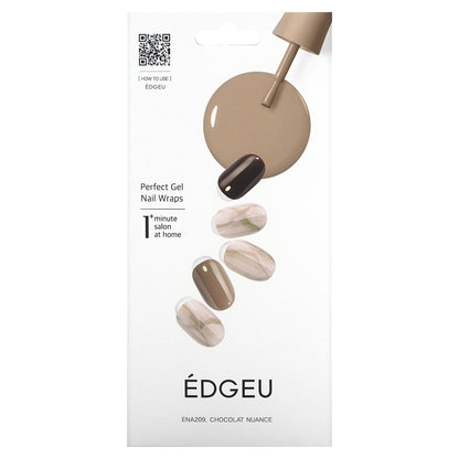 Edgeu, Perfect Gel Nail Wraps, ENT 209 Chocolat Nuance, 19 Piece Set