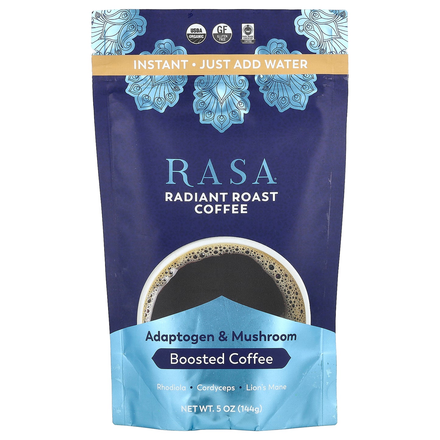 Rasa, Adaptogen & Mushroom Boosted Coffee, Instant, Radiant Roasted Coffee, 5 oz (144 g)