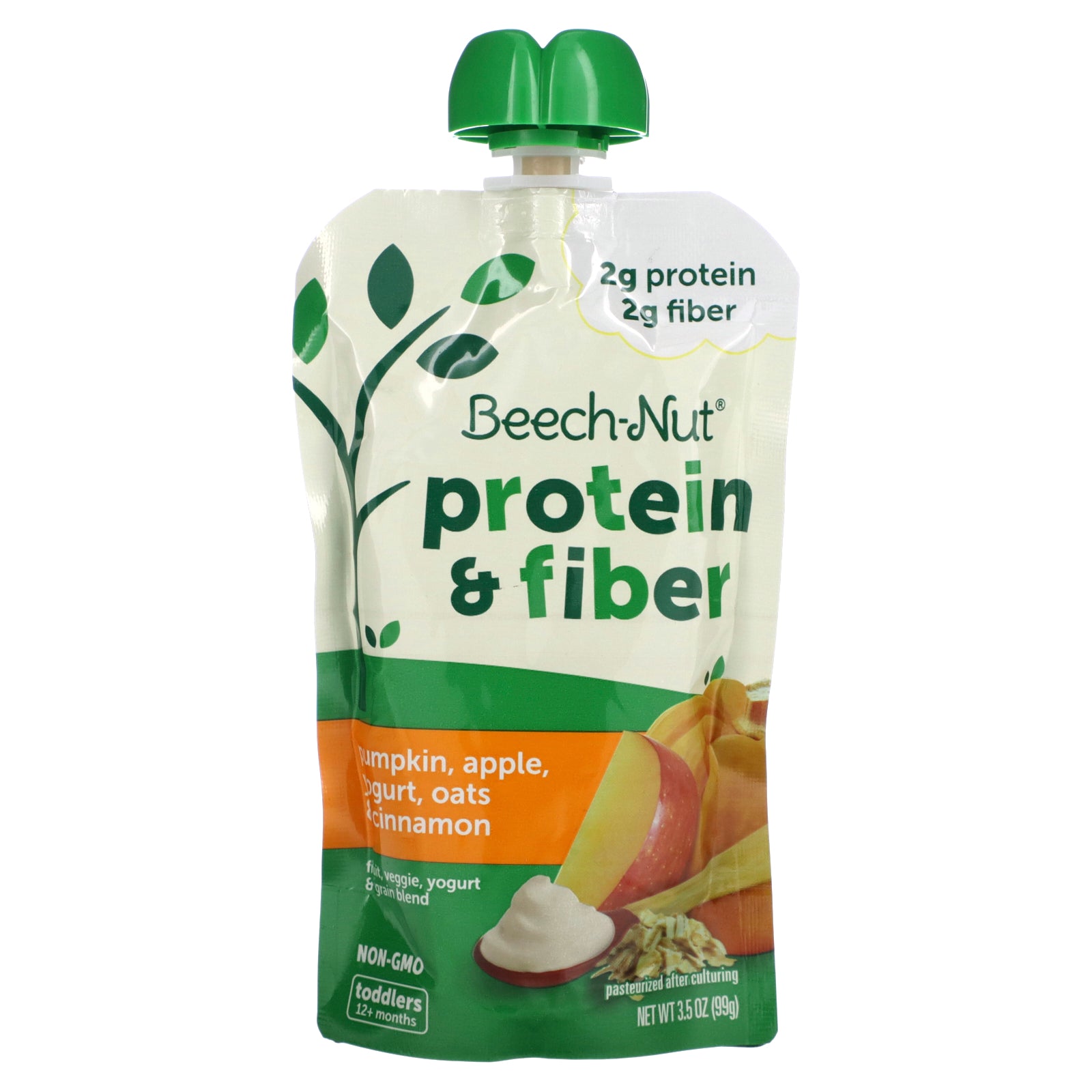 Beech-Nut, Fruit, Veggie, Yogurt & Grain Blend, Protein & Fiber, 12+ Months, Pumpkin, Apple, Yogurt, Oats & Cinnamon, 3.5 oz (99 g)