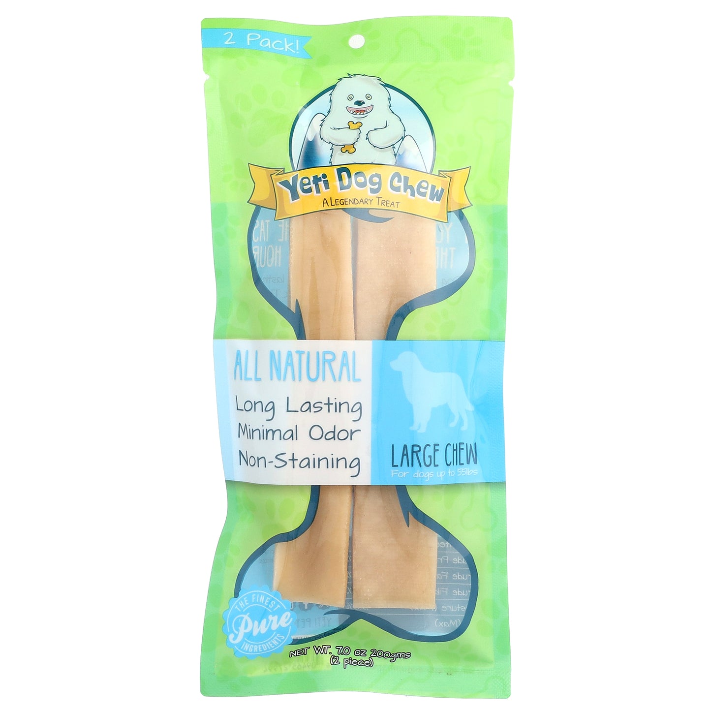 Yeti Dog Chew, Large Chew, For Dogs Up To 55 Lbs, 2 Piece, 7 oz (200 g)