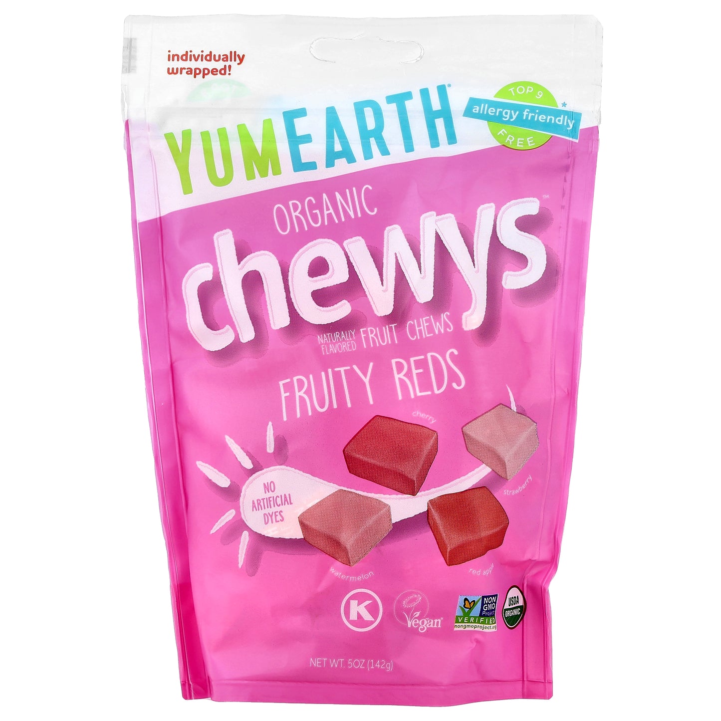 YumEarth, Organic Chewys™, Fruity Reds, 5 oz (142 g)