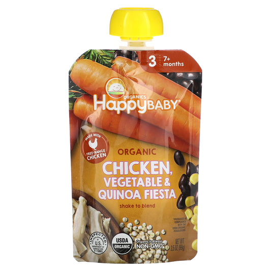 Happy Family Organics, Happy Baby, 7+ Months, Organic Chicken, Vegetable & Quinoa Fiesta, 3.5 oz (99 g)