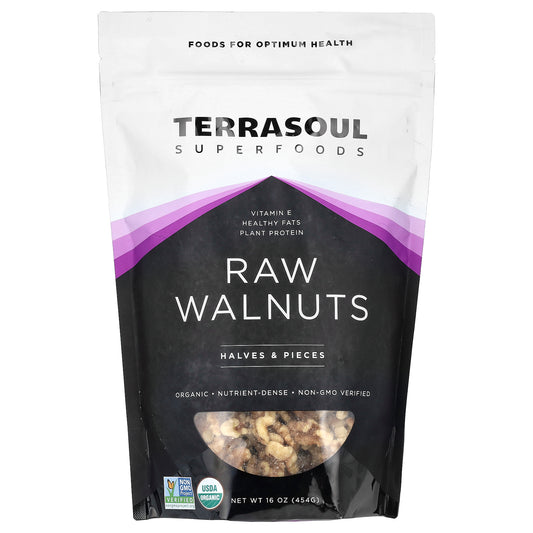 Terrasoul Superfoods, Raw Walnuts, Halves & Pieces, 16 oz (454 g)