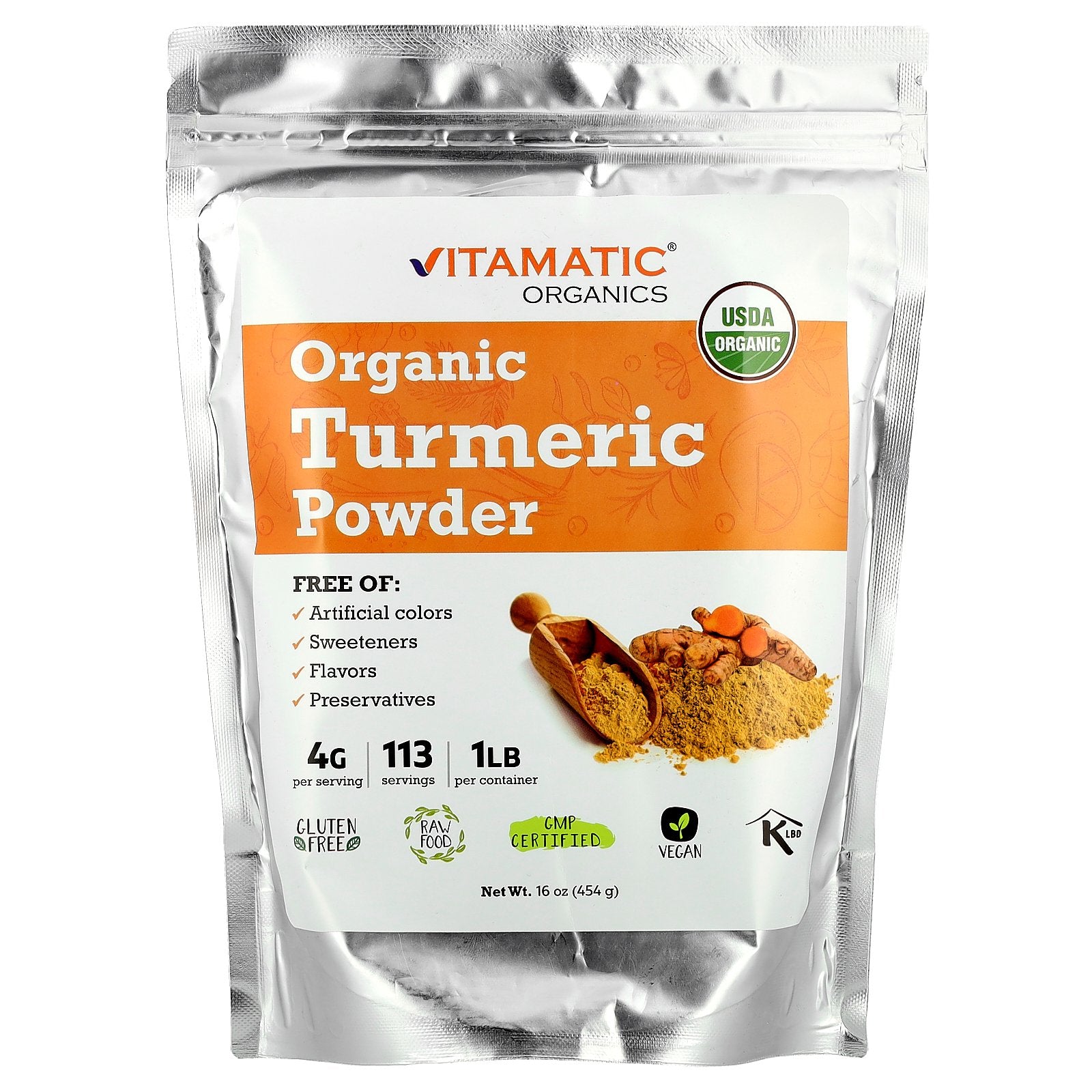 Vitamatic, Organic Turmeric Powder, 16 oz (454 g)