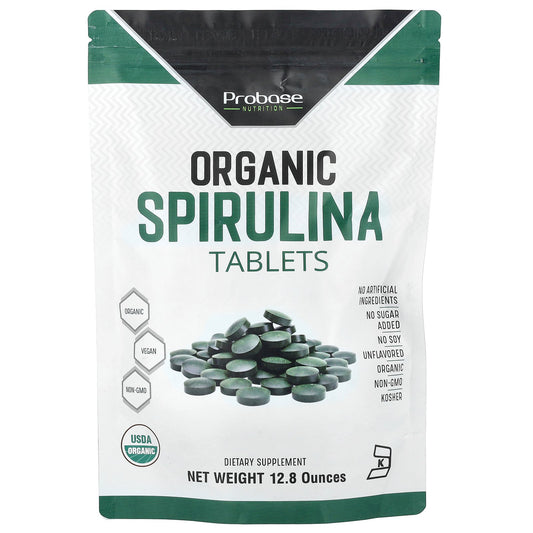 Probase Nutrition, Organic Spirulina Tablets , 12.8 oz