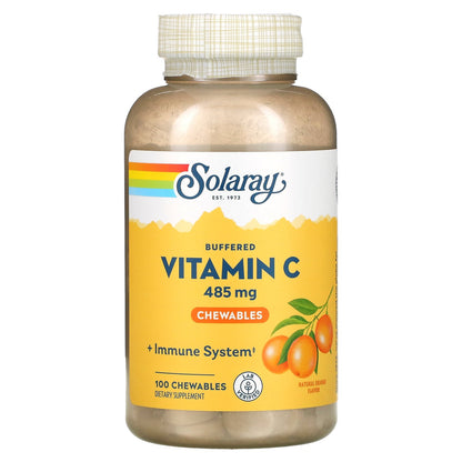 Solaray, Buffered Vitamin C Chewable, Natural Orange, 485 mg, 100 Chewables