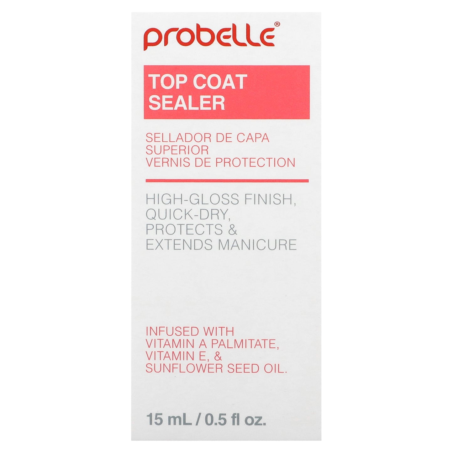 Probelle, Top Coat Sealer, 0.5 fl oz (15 ml)