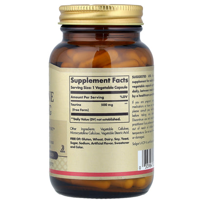 Solgar, Taurine, 500 mg, 100 Vegetable Capsules