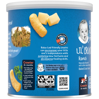 Gerber, Snacks for Baby, Lil' Crunchies®, Baked Grain Snack, 8+ Months, Ranch, 1.48 oz (42 g)