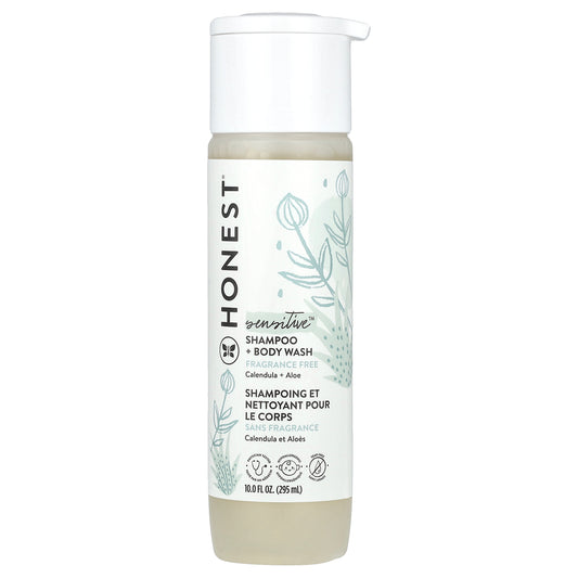 The Honest Company, Sensitive Shampoo + Body Wash, Fragrance Free, 10 fl oz (295 ml)